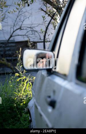Reflection in the mirror Stock Photo