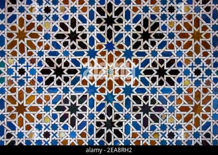 Traditional tiled wall decoration in a palace in Seville, Spain Stock Photo
