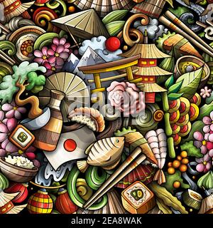 Cartoon doodles Japan seamless pattern Stock Vector Image & Art - Alamy