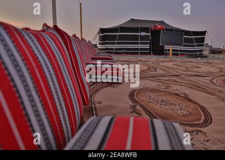 Arabian tent (majlis) for family gathering or Parties jeddah, Saudi Arabia Stock Photo