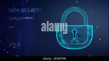 Data Security Binary Lock. Security cloud data attack. Encryption code computer firewall concept. Alarm locks server data. Asian it support vector Stock Vector