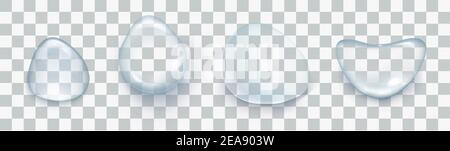 Realistic rain drops on the transparent background. Stock Vector