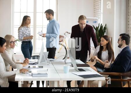 Business marketing team working on startup in office Stock Photo
