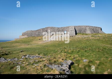 Dun Aengus prehistoric stone ringfort on Inishmore, Aran Islands, County Galway, Ireland. Stock Photo