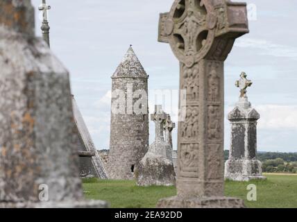 Clonmacnoise monastery in County Offaly Ireland. Stock Photo