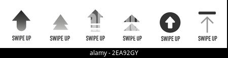 Swipe up buttons set for social media. Flat design icons on white Stock Vector