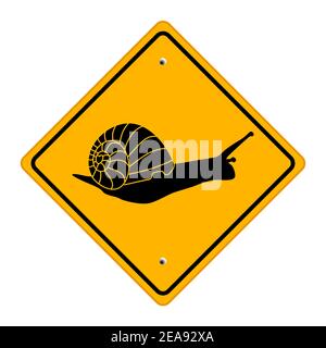 Slow Down, Snail Road Sign - Vector Illustration Stock Vector