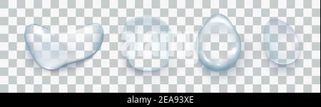 Water drops set isolated on the transparent background. Stock Vector