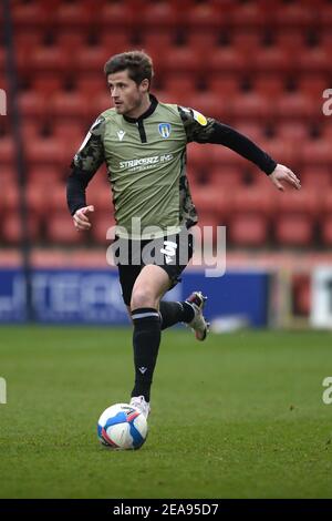 Josh Doherty of Colchester United - Leyton Orient v Colchester United, Sky Bet League Two, The Breyer Group Stadium, London, UK - 6th February 2021  Editorial Use Only - DataCo restrictions apply Stock Photo