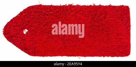 Seamy side of red leather swatch isolated on white background