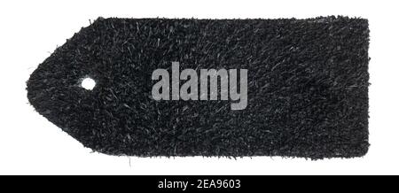 Seamy side of black leather swatch isolated on white background