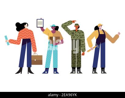 Download Illustration Of Four Different Occupations Stock Vector Image Art Alamy