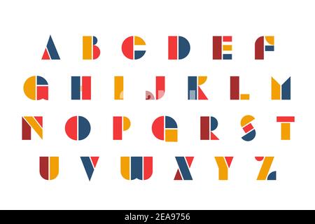 Bauhaus letters and numbers set. Modern typography. Font for events, promotions, logos, banner, monogram and poster. Stock Vector