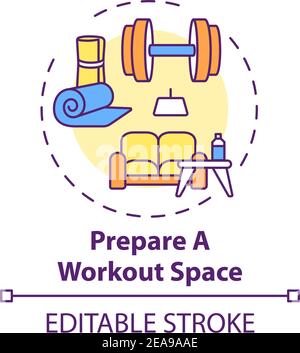 Preparing workout space concept icon Stock Vector