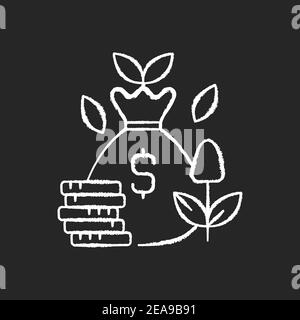 Cost efficiency chalk white icon on black background Stock Vector