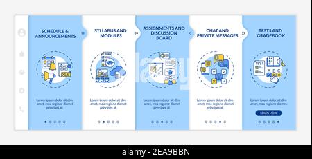 Online course management system elements onboarding vector template Stock Vector