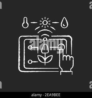 Precision agriculture chalk white icon on black background Stock Vector