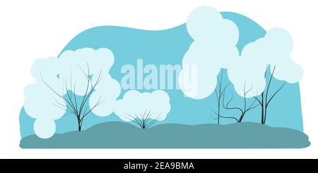 Winter Landscape in flat style, vector illustration. Stock Vector