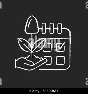 Estimating planting time chalk white icon on black background Stock Vector