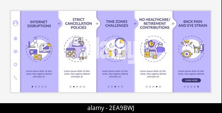 Online english teaching challenges onboarding vector template Stock Vector