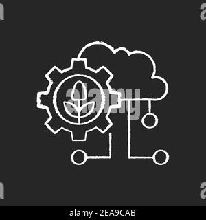 Cloud computing in farming chalk white icon on black background Stock Vector