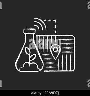 GPS soil sampling chalk white icon on black background Stock Vector