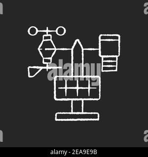 Weather stations chalk white icon on black background Stock Vector