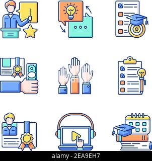 Workshop RGB color icons set Stock Vector