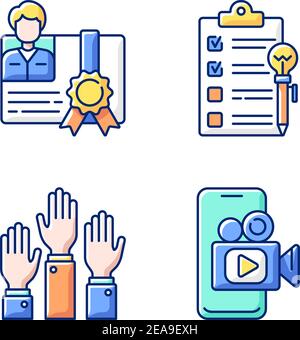 Workshop RGB color icons set Stock Vector