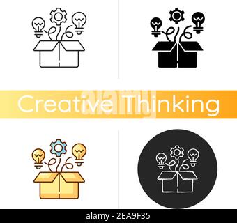 Thinking outside the box icon Stock Vector