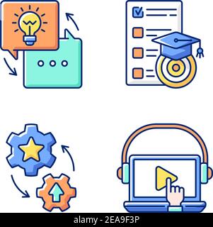 Workshop RGB color icons set Stock Vector