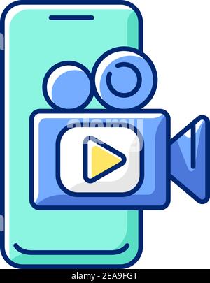 Mobile broadcast RGB color icon Stock Vector