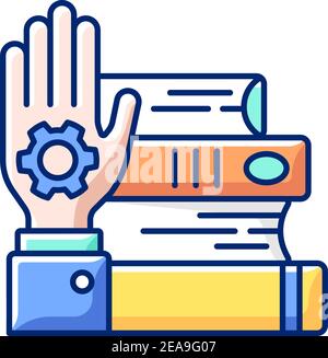 Hands-on learning RGB color icon Stock Vector