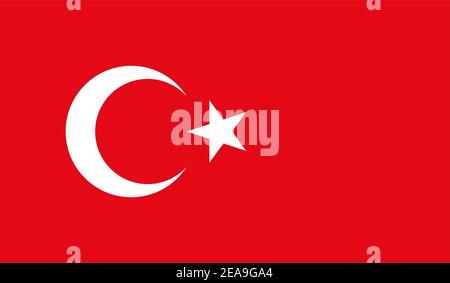 Turkey flag, vector icon. Turkish flag color red isolated on background . Stock Vector