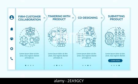 Collaborative creation types onboarding vector template Stock Vector
