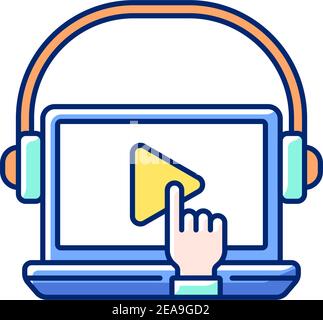 On-demand webinar RGB color icon Stock Vector