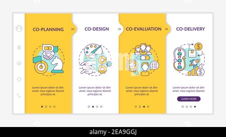 Collaborative production elements onboarding vector template Stock Vector