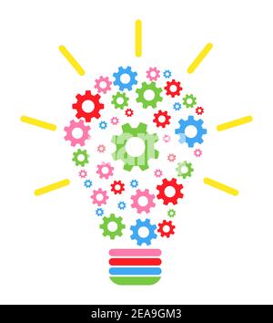 Lightbulb gears icon settings , for mobile applications web sites etc. Vector illustration . Stock Vector