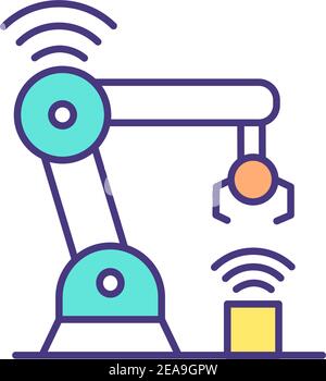 Manufacturing automation RGB color icon Stock Vector