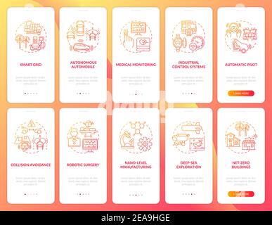 CPS usage onboarding mobile app page screen with concepts set Stock Vector