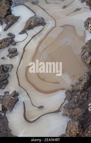 Coffee and Cream Iced Puddle Stock Photo