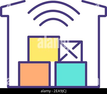 Warehouse automation RGB color icon Stock Vector