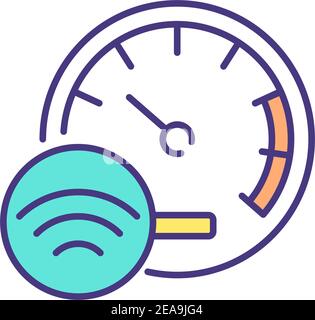 Autonomous speed control RGB color icon Stock Vector