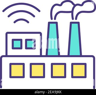 Autonomous manufacturing RGB color icon Stock Vector