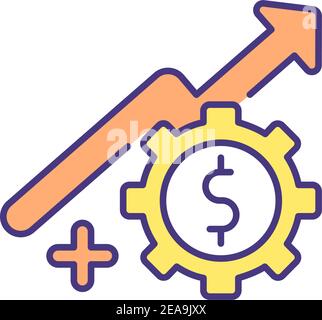 Revenue potential for autonomous manufacturing RGB color icon Stock Vector