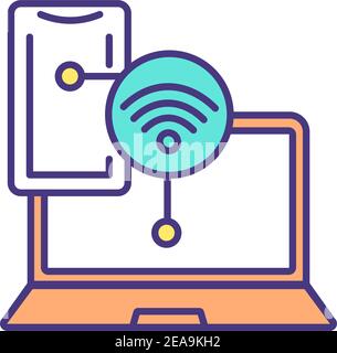 Connected devices RGB color icon Stock Vector