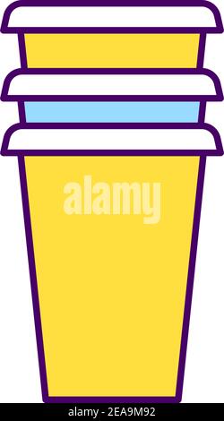 Disposable cups RGB color icon Stock Vector