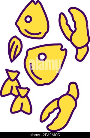 Seafood waste RGB color icon Stock Vector
