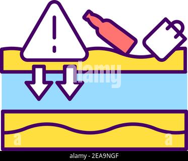 Runoff pollution RGB color icon Stock Vector
