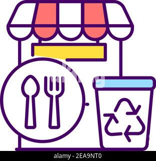 Restaurant waste management RGB color icon Stock Vector